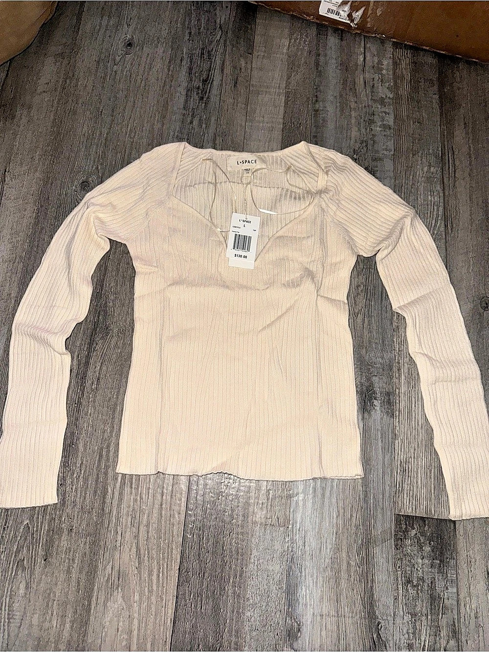 L'SPACE Camryn Top Long Sleeve Cream $130 Msrp